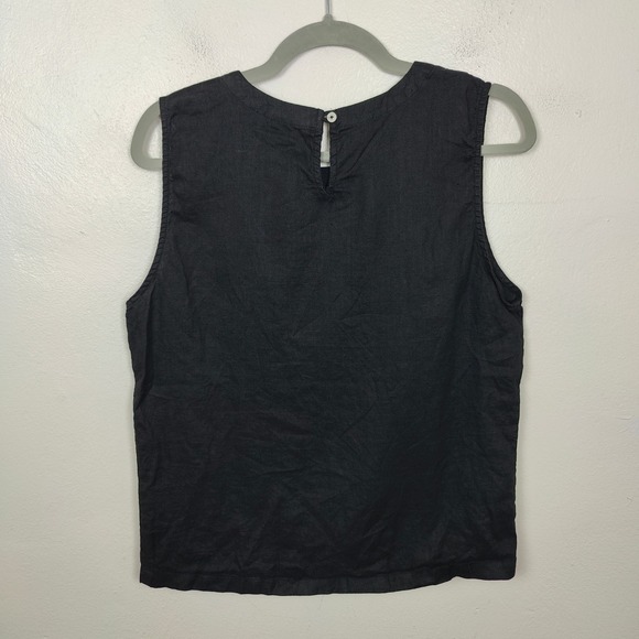Quince Linen Sleeveless Top Womens‎ Small Black Casual Summer Blouse Tank Preppy - Picture 4 of 7